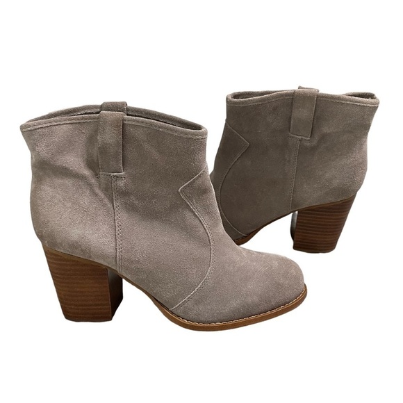 Splendid Grey Suede Stacked Heel Booties Size 9.5 - Picture 4 of 11